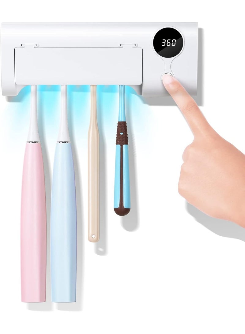 UV Toothbrush Cleaner, Timer Function, Rechargeable Tooth Brush Holder Wall-Mounted for Bathroom, No Drilling, 4 Slots - Image 1
